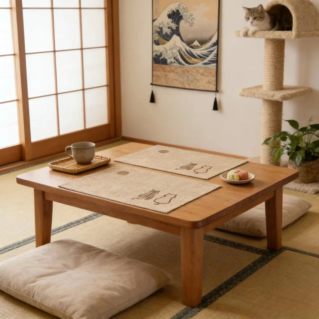 1pc simple and lightweight cat home linen placemats, suitable for daily kitchen table decoration and tea room decoration
1pc simple and lightweight cat home linen placemats, suitable for daily kitchen table decoration and tea room decoration