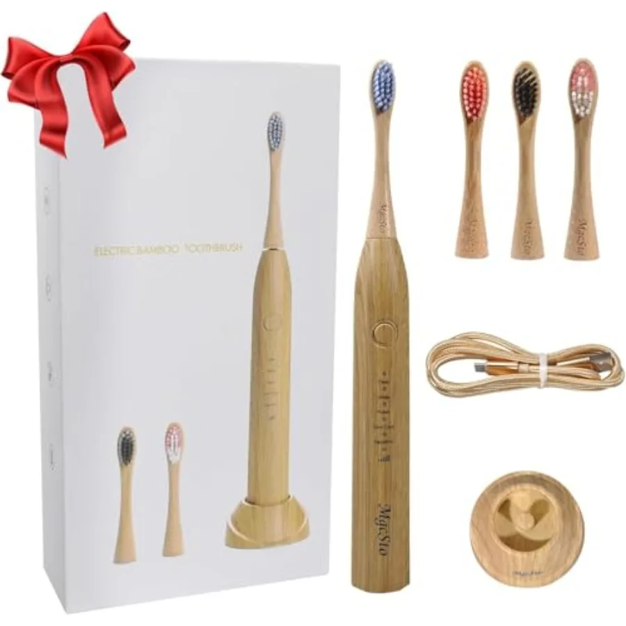 Electric Bamboo Toothbrush Sonic Toothbrush - 4 Replaceable Bamboo Brush Heads Eco-Friendly IPX7 Waterproof Electric Toothbrush
Electric Bamboo Toothbrush Sonic Toothbrush - 4 Replaceable Bamboo Brush Heads Eco-Friendly IPX7 Waterproof Electric Toothbrush