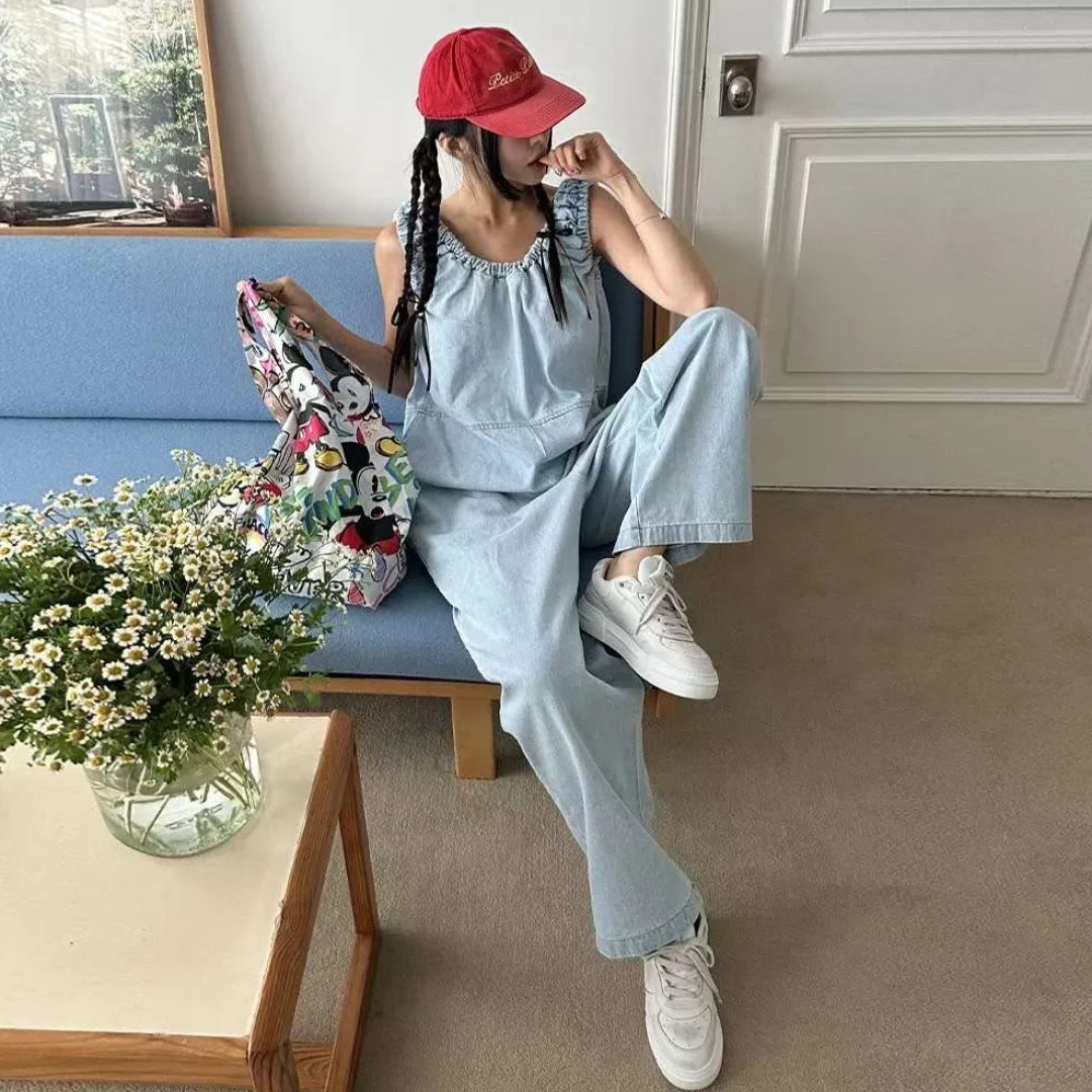 Casual Chic Korean Style Denim Onesie High Waist Coated Denim Fabric Spring Autumn Wear for Young Women in Their 20s
Casual Chic Korean Style Denim Onesie High Waist Coated Denim Fabric Spring Autumn Wear for Young Women in Their 20s