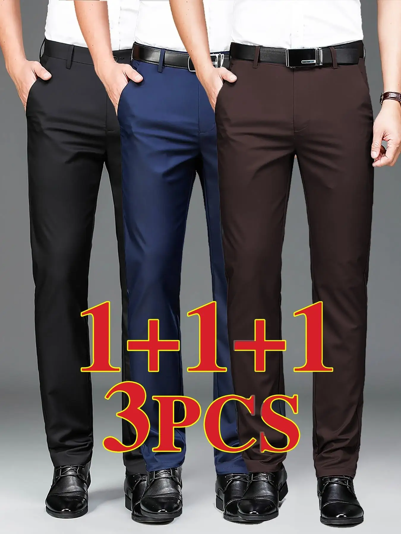 3PCS Men Elastic Straight Formal Trousers Business Office Daily Travel Outfit Anti-Wrinkle Comfortable Lightweight Work Pants
3PCS Men Elastic Straight Formal Trousers Business Office Daily Travel Outfit Anti-Wrinkle Comfortable Lightweight Work Pants
