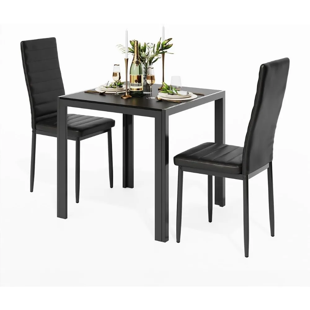 3 Piece Glass Dining Table Set, Kitchen and Chairs for 2, PU Leather Modern Room Sets for Home, Kitchen, Living Room
3 Piece Glass Dining Table Set, Kitchen and Chairs for 2, PU Leather Modern Room Sets for Home, Kitchen, Living Room