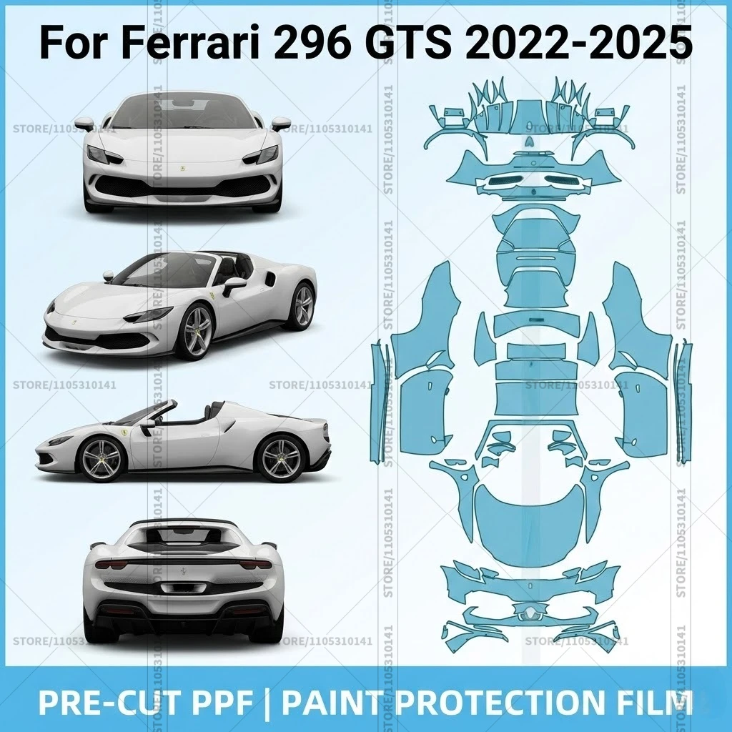 Для Ferrari 296 GTS 2022-2025: Предварительно вырезанная прозрачная защитная пленка (PPF) для автомобиля, профессиональная пленка для полной оклейки кузова
Для Ferrari 296 GTS 2022-2025: Предварительно вырезанная прозрачная защитная пленка (PPF) для автомобиля, профессиональная пленка для полной оклейки кузова