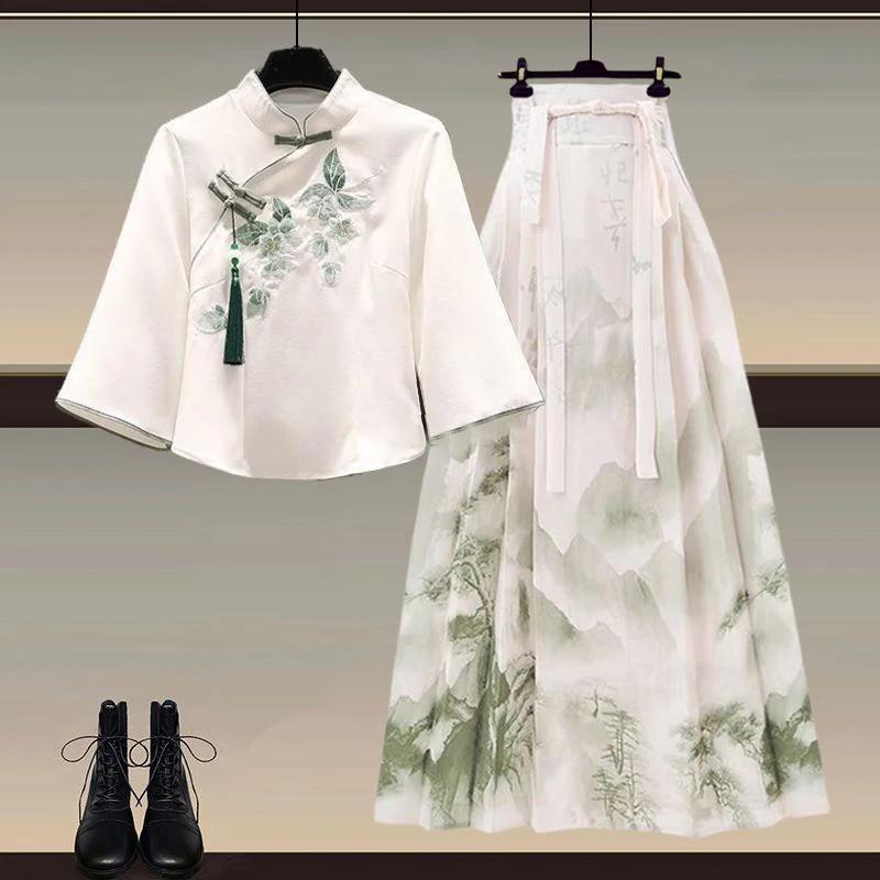 Summer New Chinese Style National Fashion Set Women's High Sense Improved Hanfu Short Sleeve Shirt Match Elegance Tail ...
Summer New Chinese Style National Fashion Set Women's High Sense Improved Hanfu Short Sleeve Shirt Match Elegance Tail ...