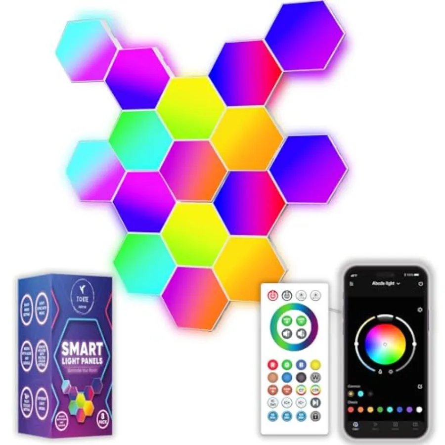 16-Pack Hexagon RGB LED Wall Lights Smart Modular Light Panels with App and Remote Control Music Sync Color Changing Lights DIY
16-Pack Hexagon RGB LED Wall Lights Smart Modular Light Panels with App and Remote Control Music Sync Color Changing Lights DIY