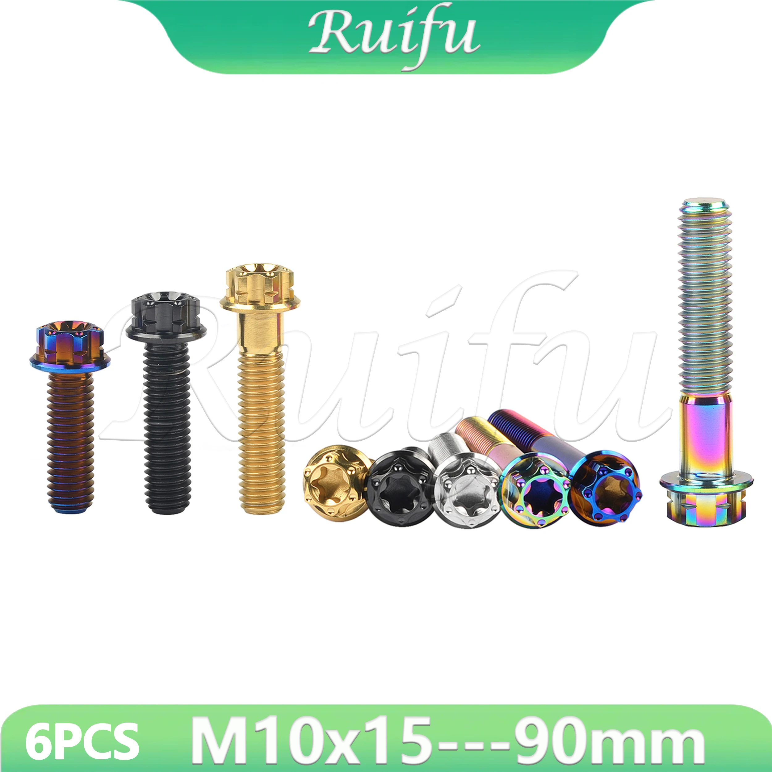 Титановые болты Ruifu, 6 шт., M10x15~90 мм, Torx T50, шаг 1.25/1.5 мм, с малым фланцем, внутренние и внешние винты-звездочки
Титановые болты Ruifu, 6 шт., M10x15~90 мм, Torx T50, шаг 1.25/1.5 мм, с малым фланцем, внутренние и внешние винты-звездочки