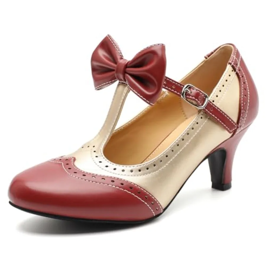 Women's Mary Jane Oxford Pumps Retro Low Kitten Heels, T-Strap Round Toe Bow Dress Shoes, Colorblock Comfortable Heels for Work
Women's Mary Jane Oxford Pumps Retro Low Kitten Heels, T-Strap Round Toe Bow Dress Shoes, Colorblock Comfortable Heels for Work