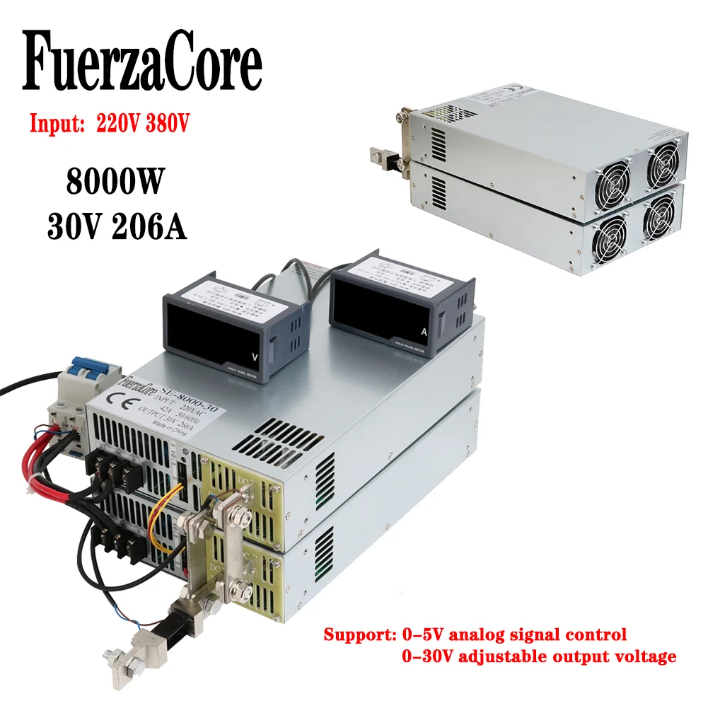 30V power supply 8000W High Power SMPS 0-30V Adjustable output 0-5V Analog Signal PLC Control PWM 220/380VAC 30VDC LED Motor use
30V power supply 8000W High Power SMPS 0-30V Adjustable output 0-5V Analog Signal PLC Control PWM 220/380VAC 30VDC LED Motor use