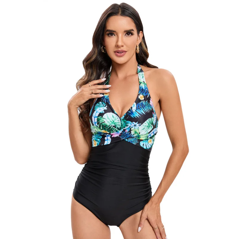 New women's swimsuit, professional and sexy one-piece swimsuit with multi-color print, cross-over design to conceal the belly, s
New women's swimsuit, professional and sexy one-piece swimsuit with multi-color print, cross-over design to conceal the belly, s