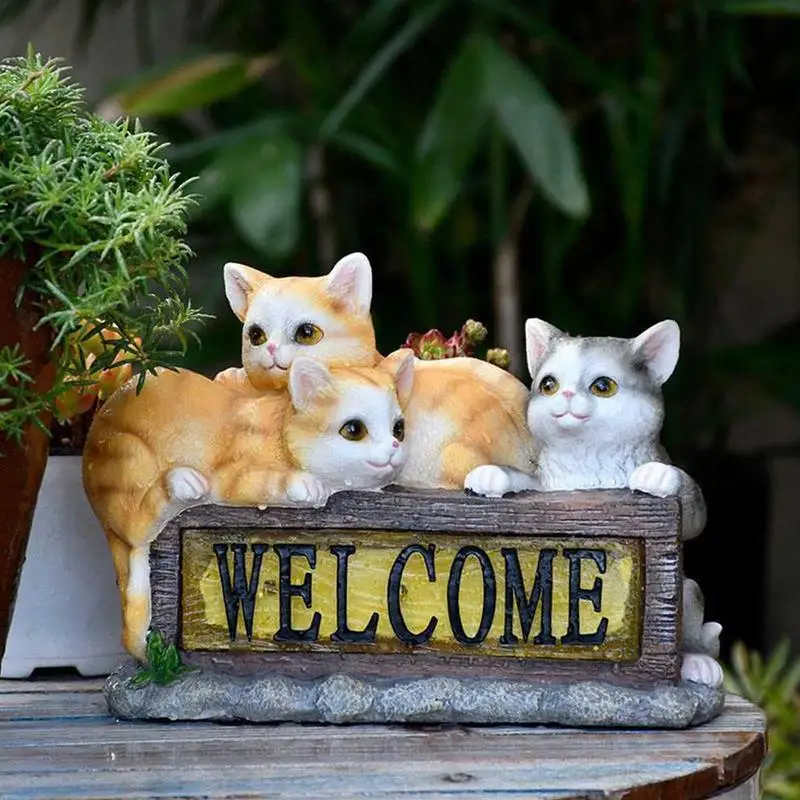Cat Solar Lights Outdoor Resin Crafts Ornaments With Welcome Sign Outdoor Solar Garden Light Kitten Animal Statue Solar Cats
Cat Solar Lights Outdoor Resin Crafts Ornaments With Welcome Sign Outdoor Solar Garden Light Kitten Animal Statue Solar Cats