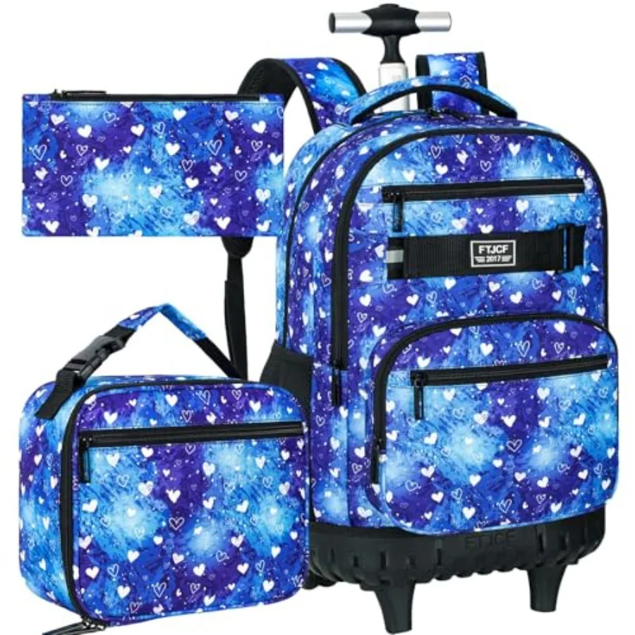 3Pcs Rolling Backpack for Girls, 19 Inche Women Roller Bag with Wheels for Adults, Wheeled Bookbag with Lunch Box Blue
3Pcs Rolling Backpack for Girls, 19 Inche Women Roller Bag with Wheels for Adults, Wheeled Bookbag with Lunch Box Blue