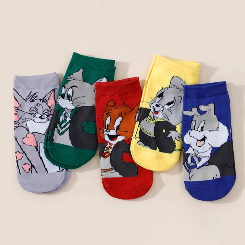 5 Pairs Four Seasons Women's Fashion Warner Cartoon Anime Cat and Mouse Versatile Comfortable Outdoor Casual Straight Socks
5 Pairs Four Seasons Women's Fashion Warner Cartoon Anime Cat and Mouse Versatile Comfortable Outdoor Casual Straight Socks