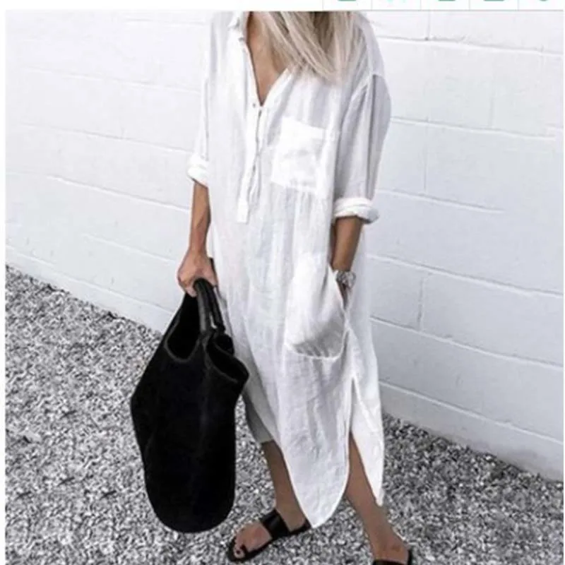 Spring Autumn Women Elegant Solid Split Dress Simple Button Elegant Long Lining Shirt Dresses For Women
Spring Autumn Women Elegant Solid Split Dress Simple Button Elegant Long Lining Shirt Dresses For Women