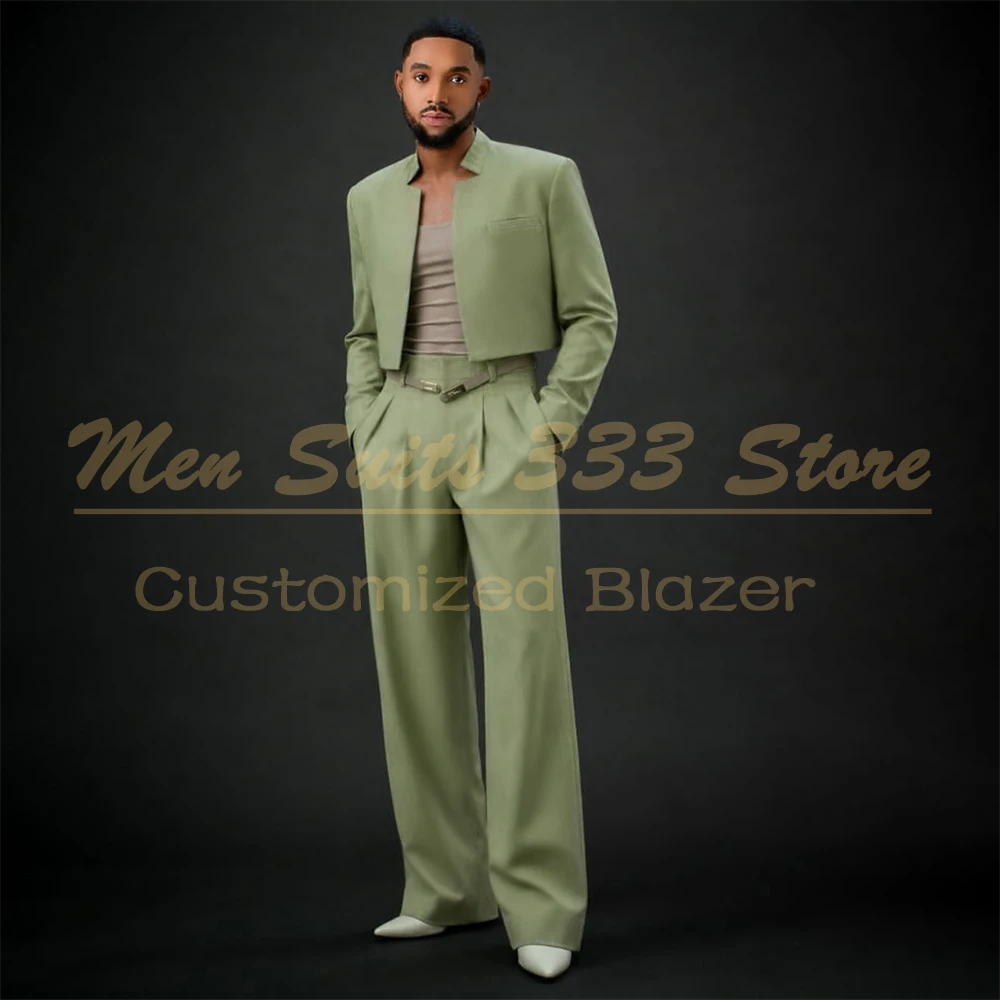 Cropped Men's Suits Trendy Stand Lapel Slim Fit 2 Piece Jacket Pants Outfits Formal Customized Male Clothing For Wedding
Cropped Men's Suits Trendy Stand Lapel Slim Fit 2 Piece Jacket Pants Outfits Formal Customized Male Clothing For Wedding