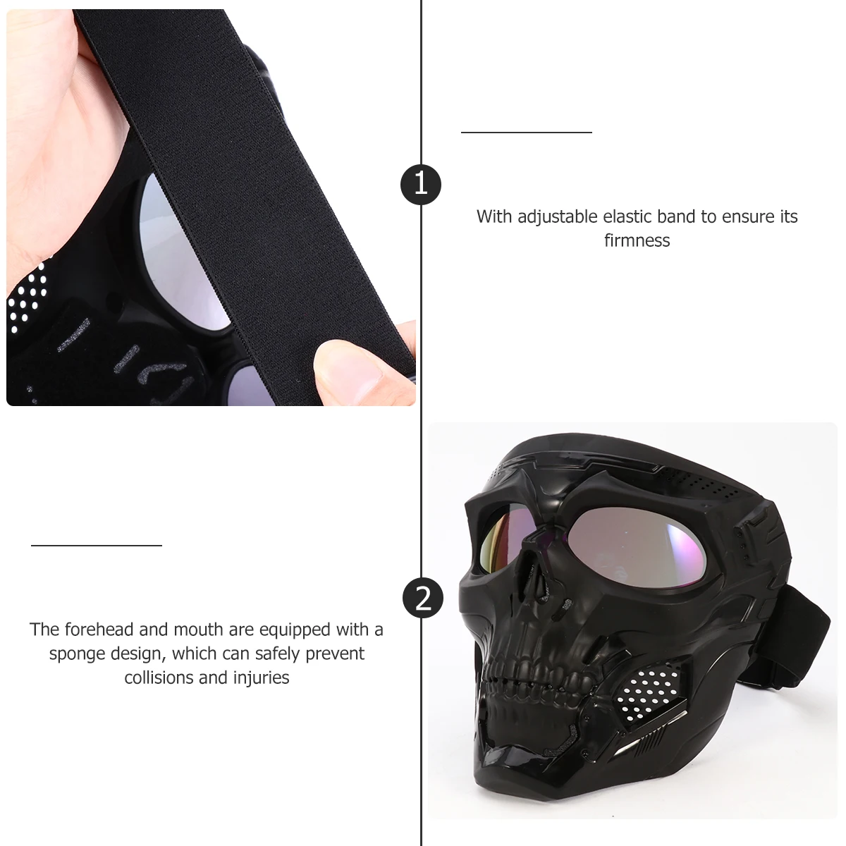 Skull Mask PC Lens Black Riding Cycling Outdoor Sports Duskproof Protective Skiing Anti Impact Elastic Strap Adjustable 
Skull Mask PC Lens Black Riding Cycling Outdoor Sports Duskproof Protective Skiing Anti Impact Elastic Strap Adjustable