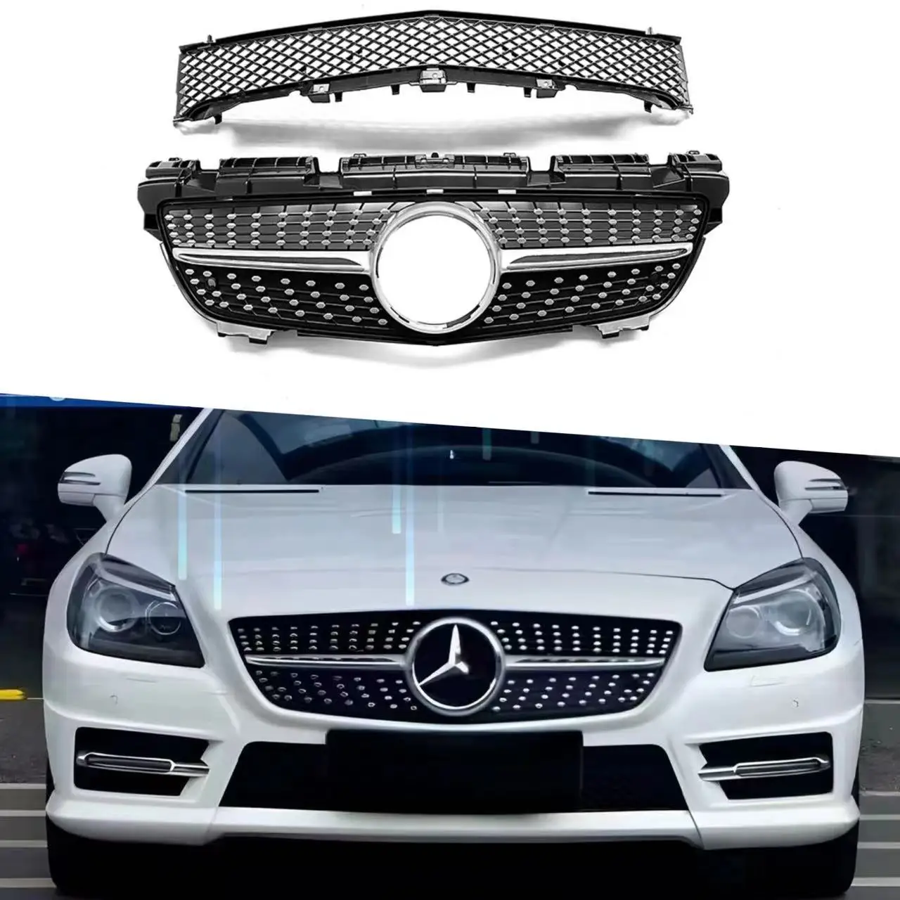 2012-2016 GT/Diamond Style Front Grille Mesh Hood for Mercedes SLK Class R172 SLK200 SLK250 SLK350
2012-2016 GT/Diamond Style Front Grille Mesh Hood for Mercedes SLK Class R172 SLK200 SLK250 SLK350