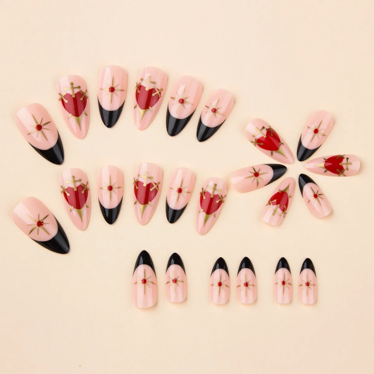 24 Pcs Gothic Fake Nails Almond Long Press On Nails Cool Black Heart Reusable False Nails Halloween For Girls Rock Wearing Nails
24 Pcs Gothic Fake Nails Almond Long Press On Nails Cool Black Heart Reusable False Nails Halloween For Girls Rock Wearing Nails