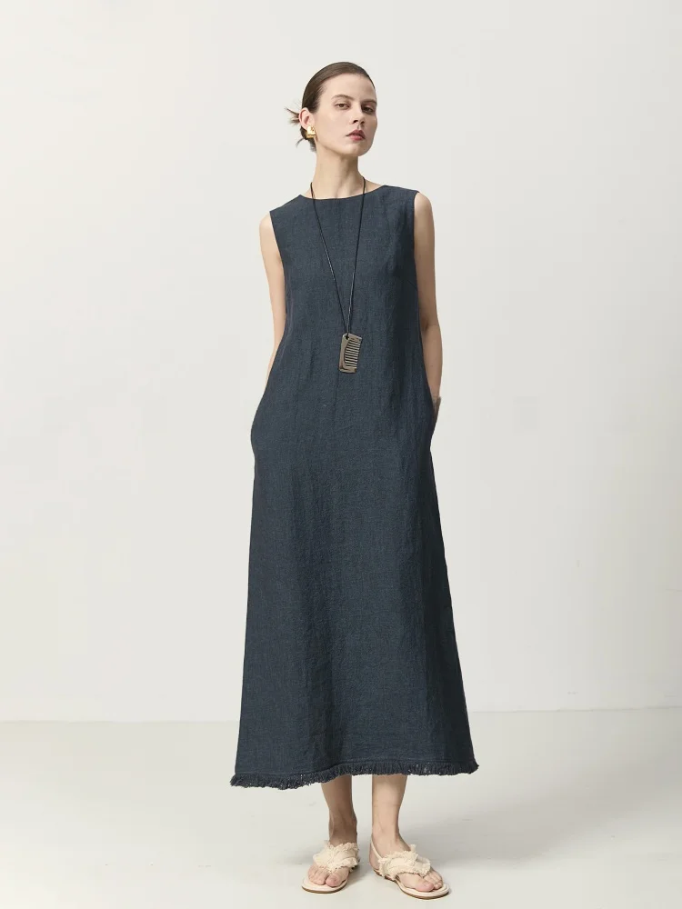 Bea Hea Linen Sleeveless Vest Dress Summer Lightweight Flowing Fringe Hem Long Shapeless Gown for Women Breathable Skin-Friendly
Bea Hea Linen Sleeveless Vest Dress Summer Lightweight Flowing Fringe Hem Long Shapeless Gown for Women Breathable Skin-Friendly