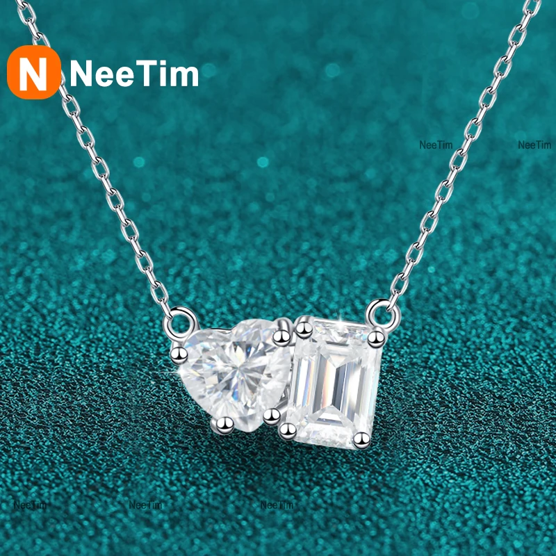 NeeTim Two Stone Moissanite Necklace for Women Lab Gem Pendant 925 Sterling Silver Heart Emerald Radiant Cut Wedding Neck Chain
NeeTim Two Stone Moissanite Necklace for Women Lab Gem Pendant 925 Sterling Silver Heart Emerald Radiant Cut Wedding Neck Chain