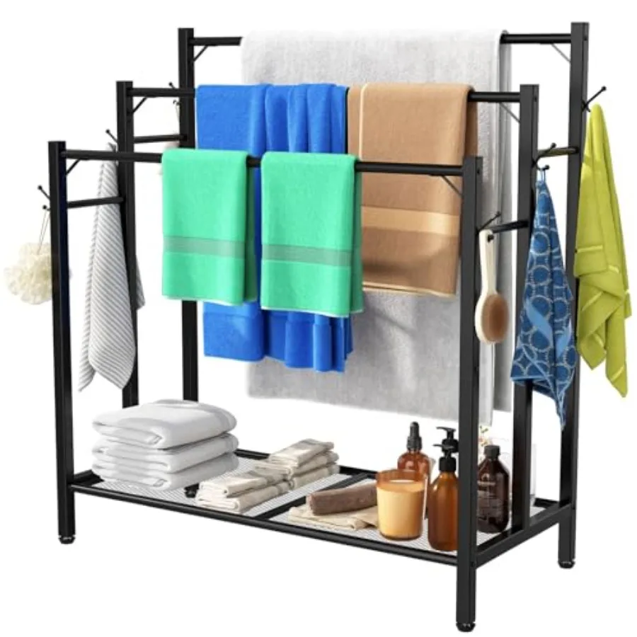 3 Tier Towel Rack with Large Storage and 6 Hooks Blanket Rack for Oversized Bath Towels Free Standing Pool Towel Rack Stand for
3 Tier Towel Rack with Large Storage and 6 Hooks Blanket Rack for Oversized Bath Towels Free Standing Pool Towel Rack Stand for