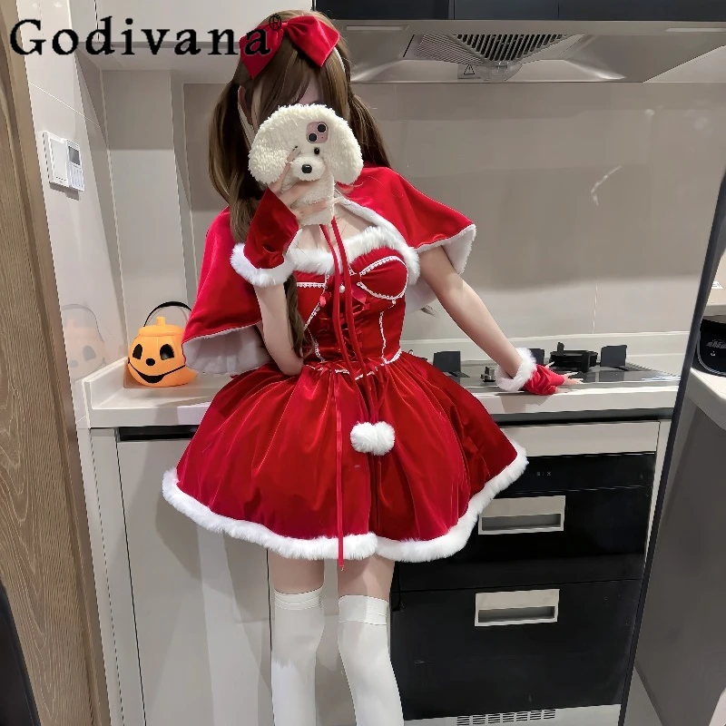 Original Christmas Cosplay Dress for Women Hooded Maid Costume Cute Girl Dress Set Winter Red Velvet Strapless Dress Suit
Original Christmas Cosplay Dress for Women Hooded Maid Costume Cute Girl Dress Set Winter Red Velvet Strapless Dress Suit