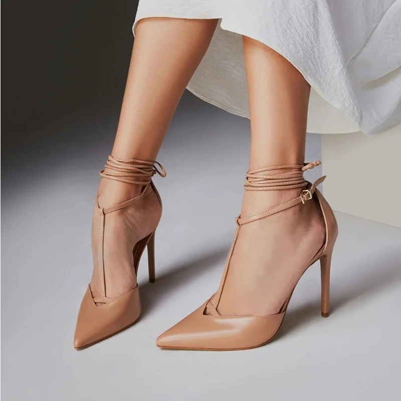 Sexy Nude Matte Leather Ankle Wrap High Heel Pumps Pointed Toe T-strap Cutouts PU Cover Heels Female Banquet Shoes
Sexy Nude Matte Leather Ankle Wrap High Heel Pumps Pointed Toe T-strap Cutouts PU Cover Heels Female Banquet Shoes