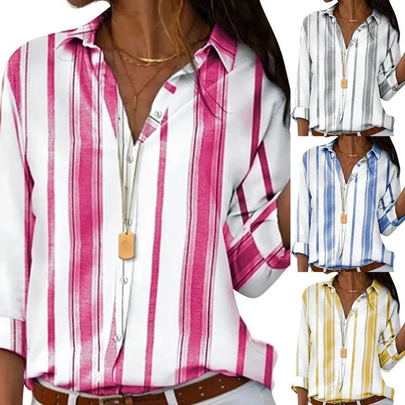 Spring Women's Striped Shirt Long Sleeve Button Cardigan Casual Autumn Basic Lapel Fashion Office Shirt
Spring Women's Striped Shirt Long Sleeve Button Cardigan Casual Autumn Basic Lapel Fashion Office Shirt