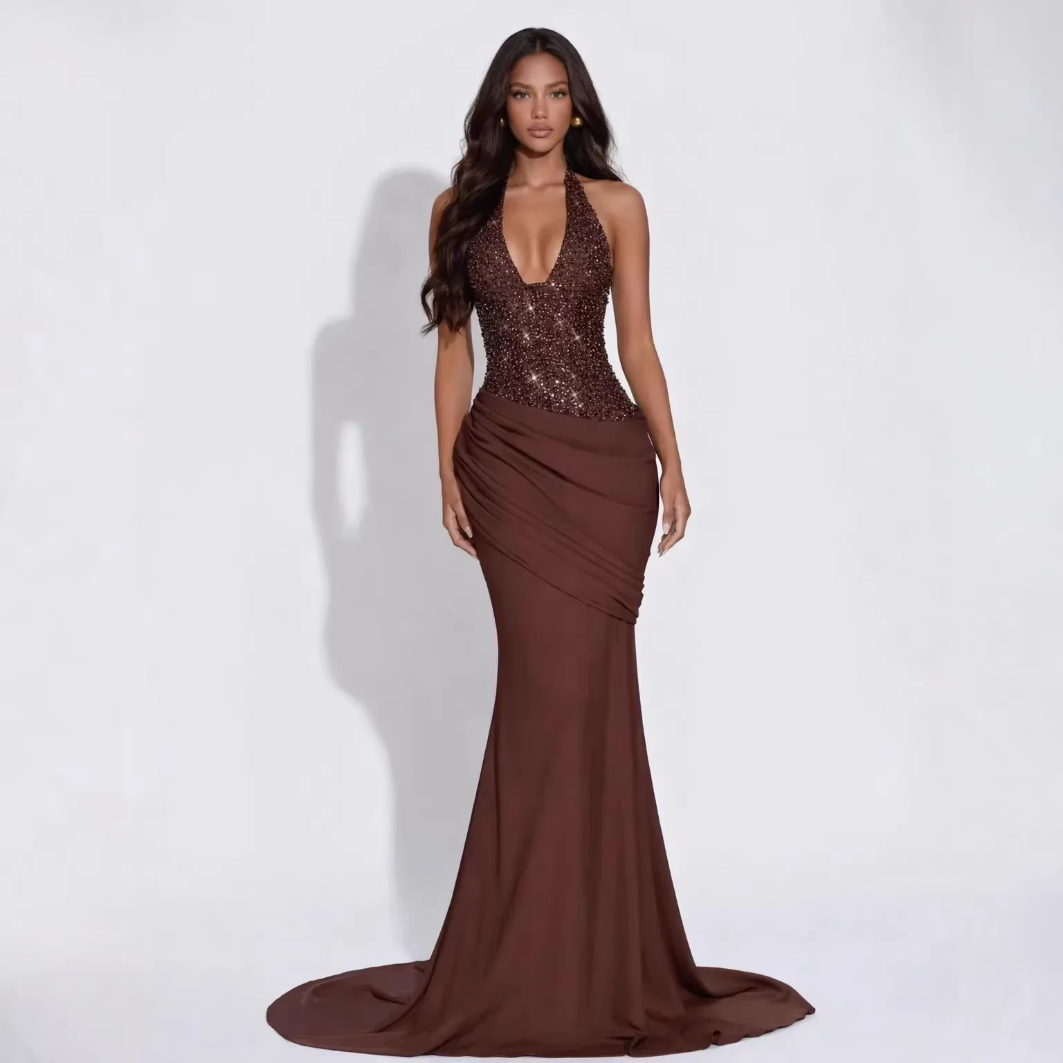 2026 New Sexy Halter Neck Deep V-Neck Backless Sequin Patchwork Women's Long Evening Dress
2026 New Sexy Halter Neck Deep V-Neck Backless Sequin Patchwork Women's Long Evening Dress