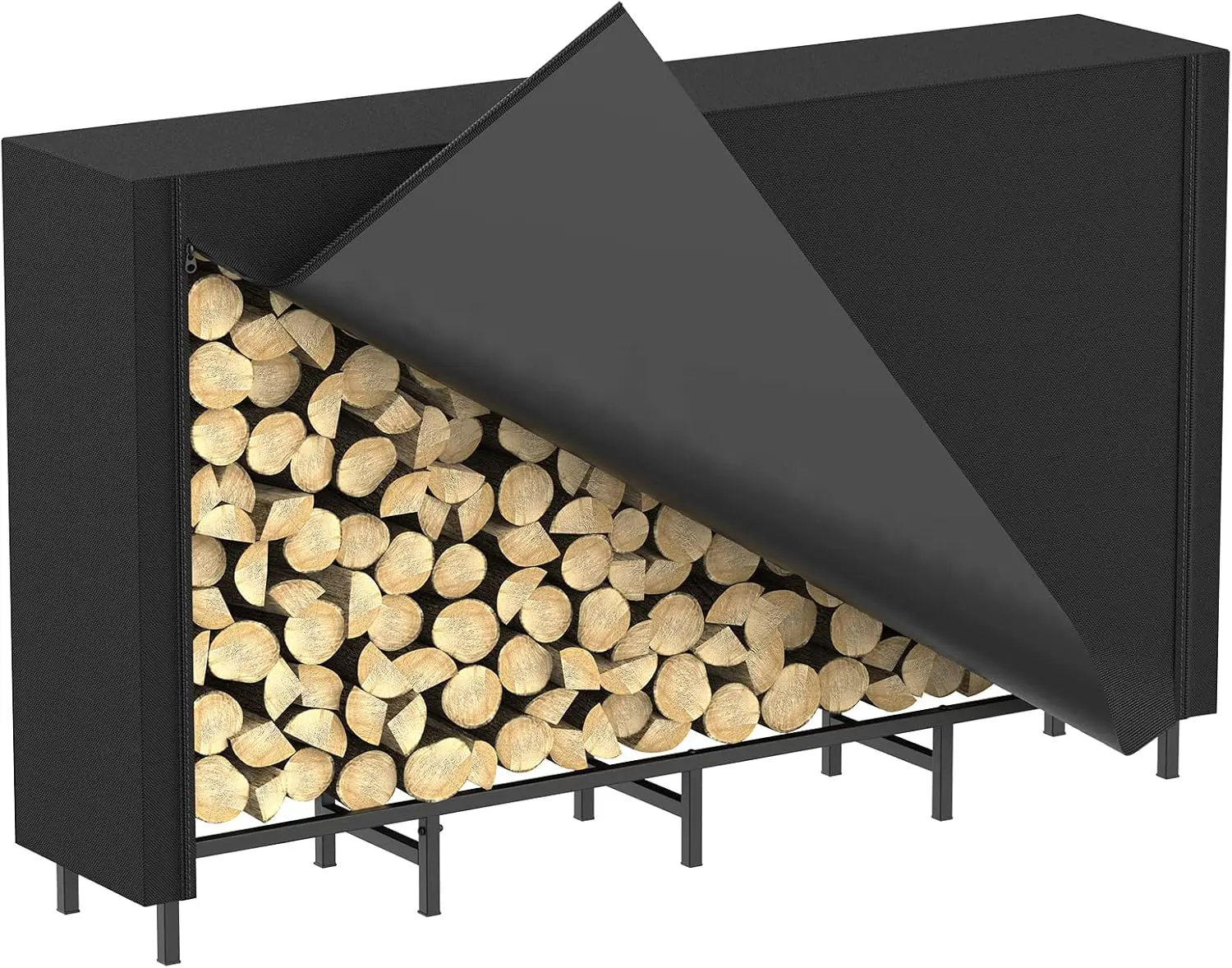 5.3ft Firewood Rack with Cover for Outdoor Fireplace Log Storage, Heavy Duty Steel Frame, Black Oxford Fabric
5.3ft Firewood Rack with Cover for Outdoor Fireplace Log Storage, Heavy Duty Steel Frame, Black Oxford Fabric