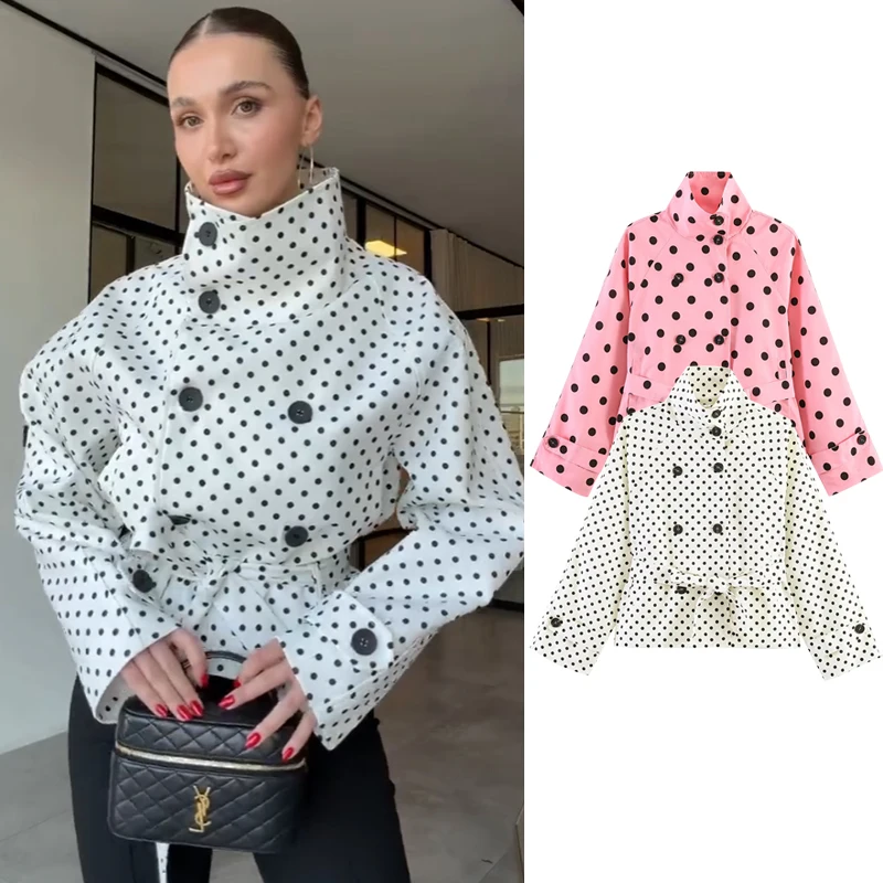 Women's 2026 New Spring Jackets Fashion Women's Polka-dot Elegant Loose Jackets Chic Young High-necked Belt Warm Outerwear Coats
Women's 2026 New Spring Jackets Fashion Women's Polka-dot Elegant Loose Jackets Chic Young High-necked Belt Warm Outerwear Coats