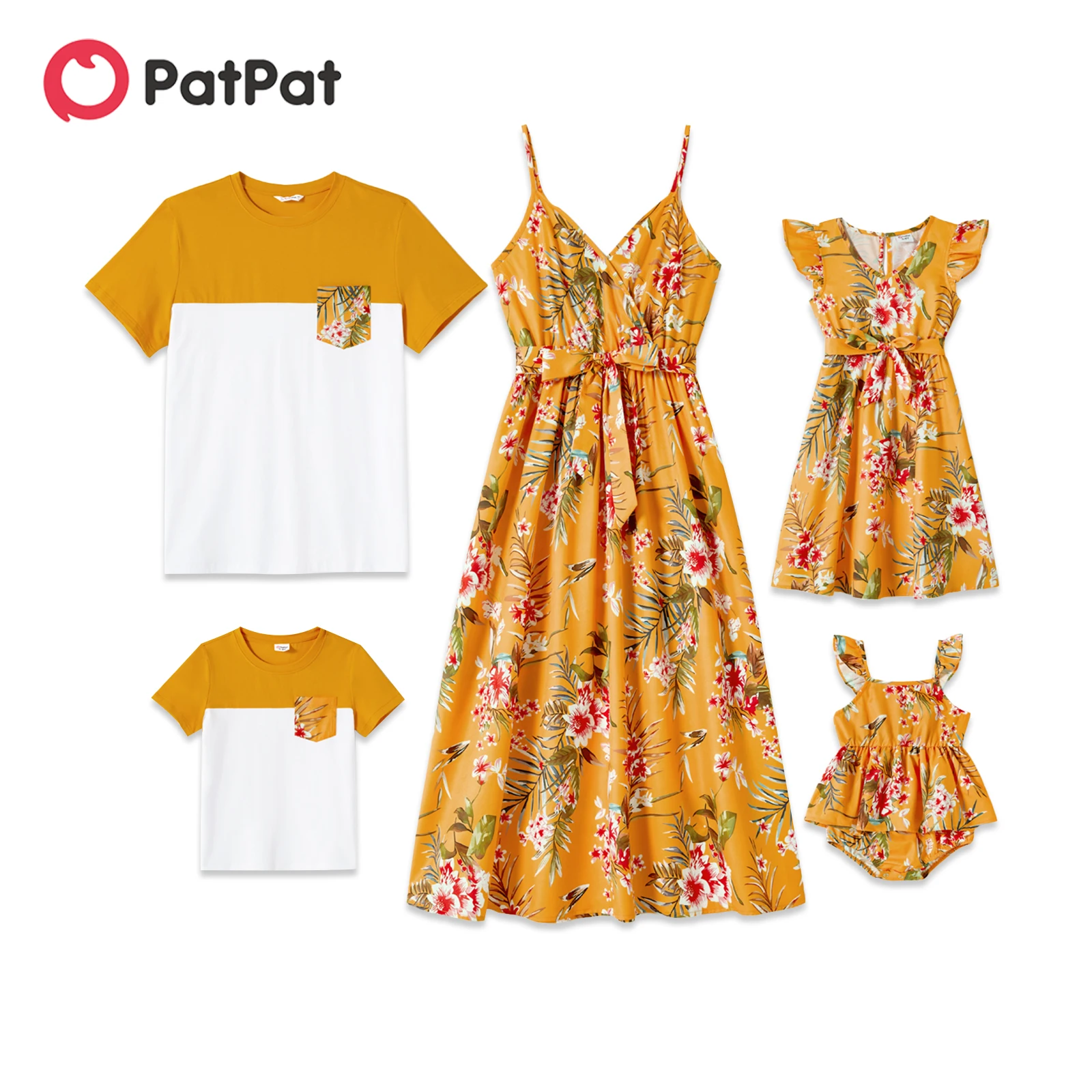PatPat Family Matching Outfits Cotton Short-sleeve Colorblock T-shirts and Allover Floral Print Belted Strappy Dresses Sets
PatPat Family Matching Outfits Cotton Short-sleeve Colorblock T-shirts and Allover Floral Print Belted Strappy Dresses Sets