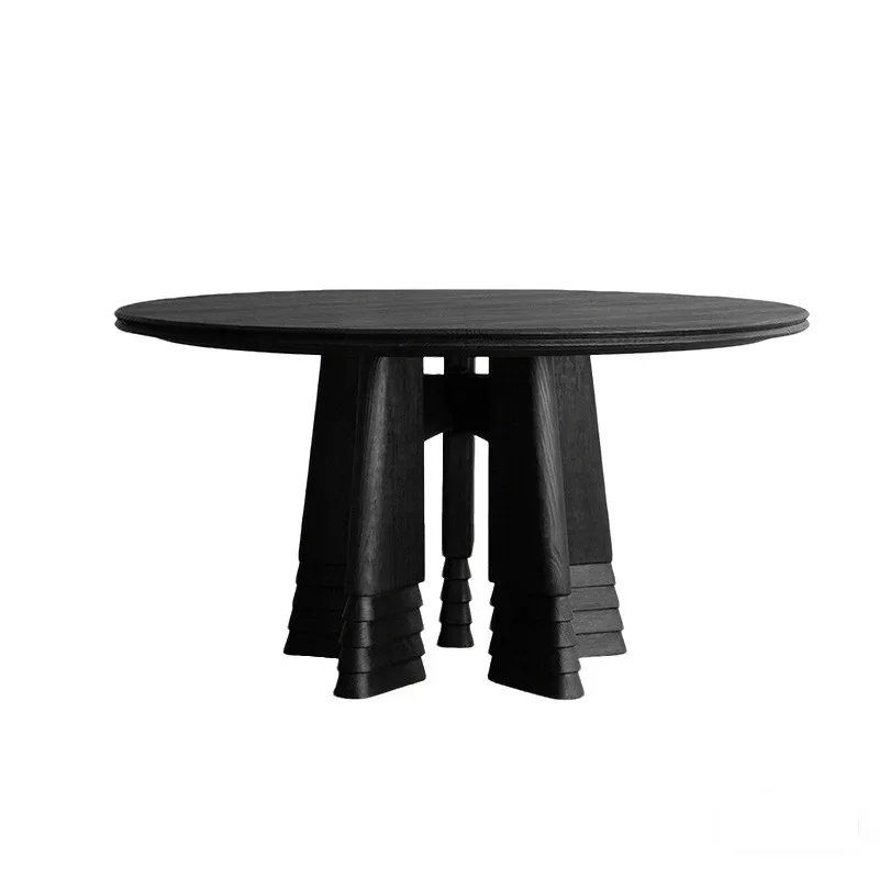 Medieval retro black round solid wood dining table Italian designer creative art high-end round table eating table
Medieval retro black round solid wood dining table Italian designer creative art high-end round table eating table