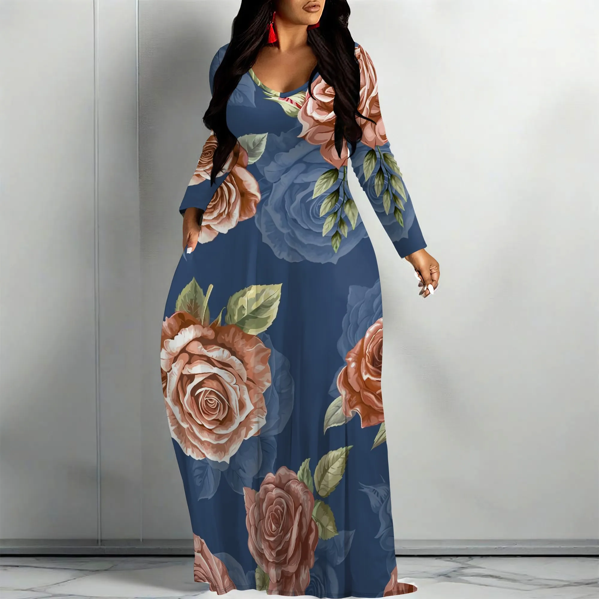 Nupusa Blue Rose Floral Print Dress for Women Regular Size Summer Casual Round Neck Long Sleeve Maxi Dress
Nupusa Blue Rose Floral Print Dress for Women Regular Size Summer Casual Round Neck Long Sleeve Maxi Dress