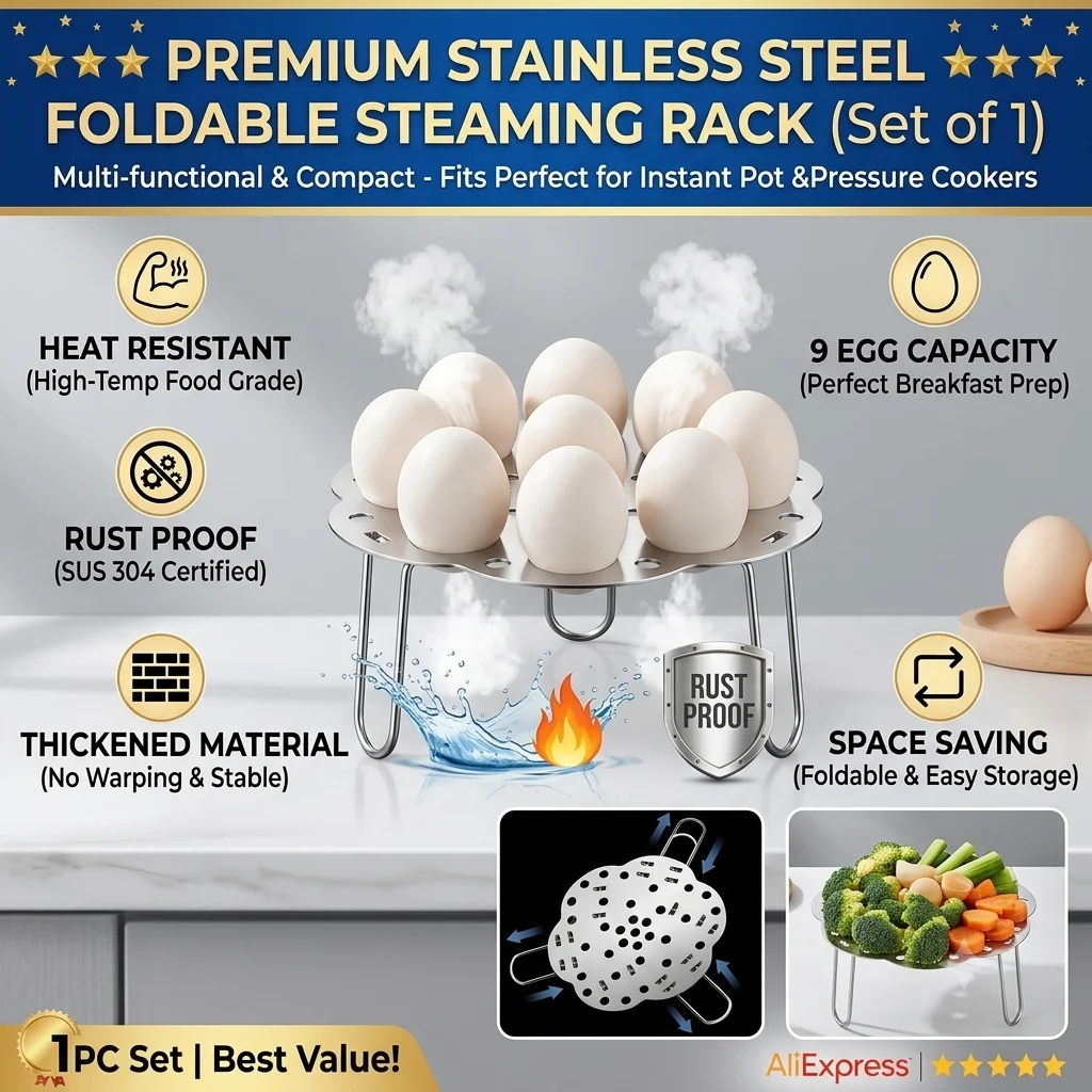 Stainless Steel Egg Steaming Rack Foldable Heat-resistant Food Steamer Shelf Rust-proof Thickened Kitchen Steamer Holder
Stainless Steel Egg Steaming Rack Foldable Heat-resistant Food Steamer Shelf Rust-proof Thickened Kitchen Steamer Holder
