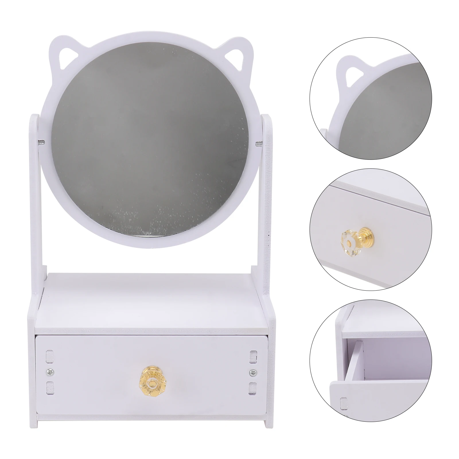 Wood Glass Crystal Vanity Mirror Storage Box Desktop Drawer Make Up Home Cosmetics White Girl 360 Degree Rotatable
Wood Glass Crystal Vanity Mirror Storage Box Desktop Drawer Make Up Home Cosmetics White Girl 360 Degree Rotatable