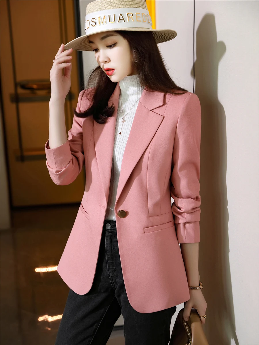 Chic Pink Blazer for Women Notched Collar Vintage Coat Long Sleeve Ladies Outerwear Stylish Tops Pockets Jackets Spring Autumn
Chic Pink Blazer for Women Notched Collar Vintage Coat Long Sleeve Ladies Outerwear Stylish Tops Pockets Jackets Spring Autumn