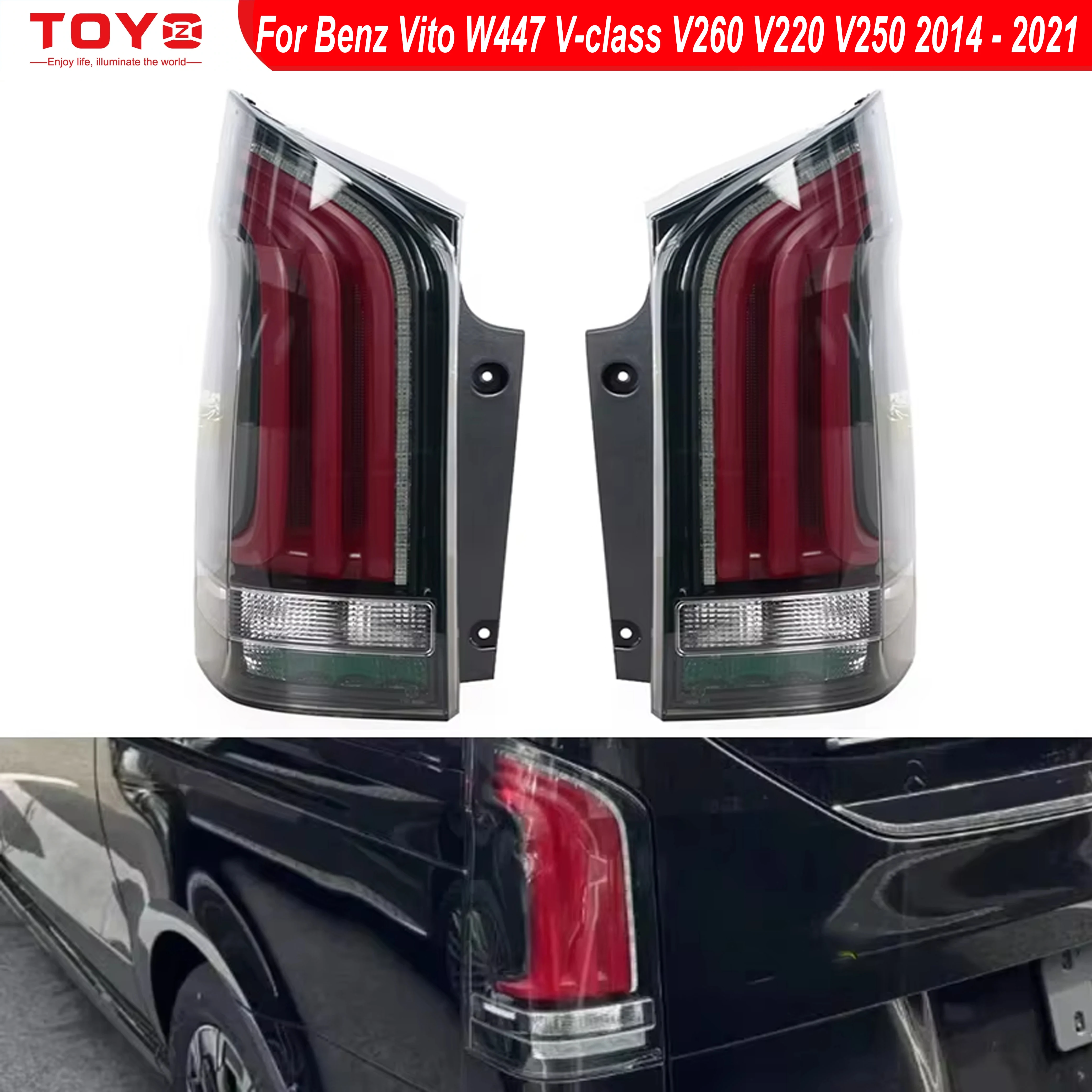TOYO для Benz Vito W447 V-class V260 V220 V250 2014-2021 Задние фонари Задние фонари Светодиодные задние фонари Полноценные светодиодные стоп-сигналы
TOYO для Benz Vito W447 V-class V260 V220 V250 2014-2021 Задние фонари Задние фонари Светодиодные задние фонари Полноценные светодиодные стоп-сигналы