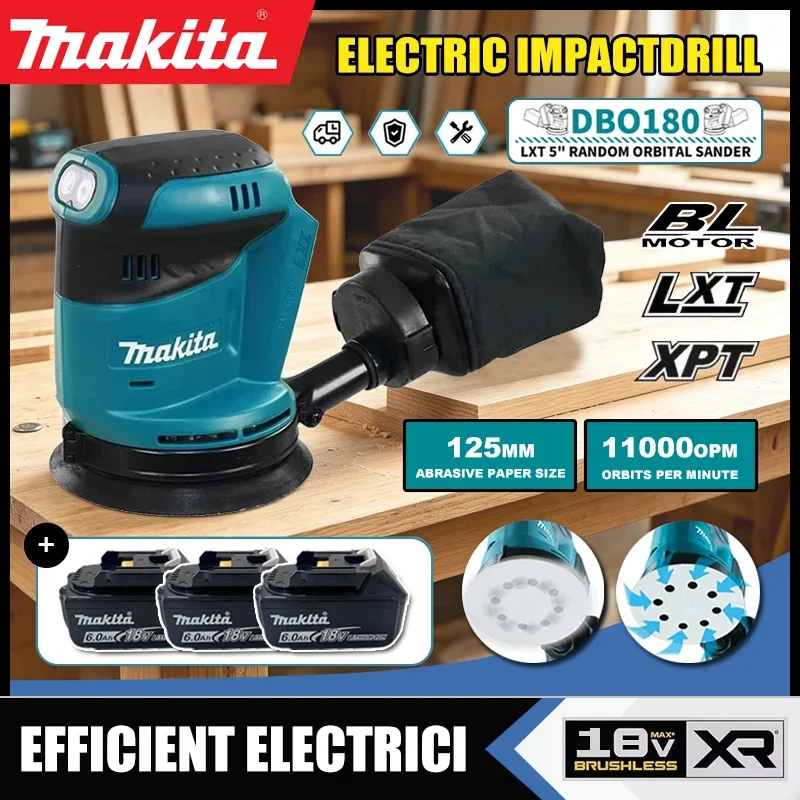 Makita DBO180Z 18V Brushless Cordless Rechargeable Disc Random Orbital Sander Woodworking Sanding Putty Polishing Bare Tool
Makita DBO180Z 18V Brushless Cordless Rechargeable Disc Random Orbital Sander Woodworking Sanding Putty Polishing Bare Tool