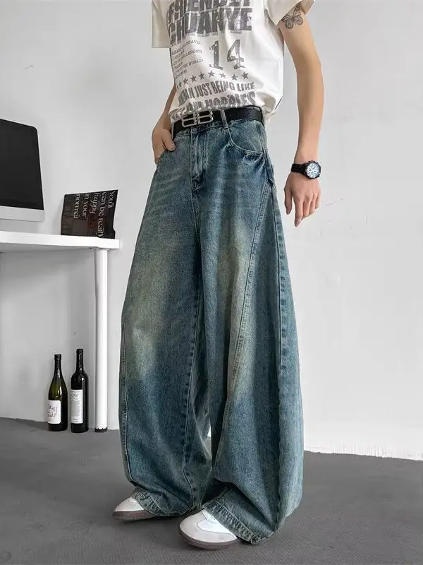 Ретро американские уличные плиссированные джинсы с ножом, свободные повседневные широкие брюки, рабочая одежда, длинные брюки для мужчин и женщин
Ретро американские уличные плиссированные джинсы с ножом, свободные повседневные широкие брюки, рабочая одежда, длинные брюки для мужчин и женщин