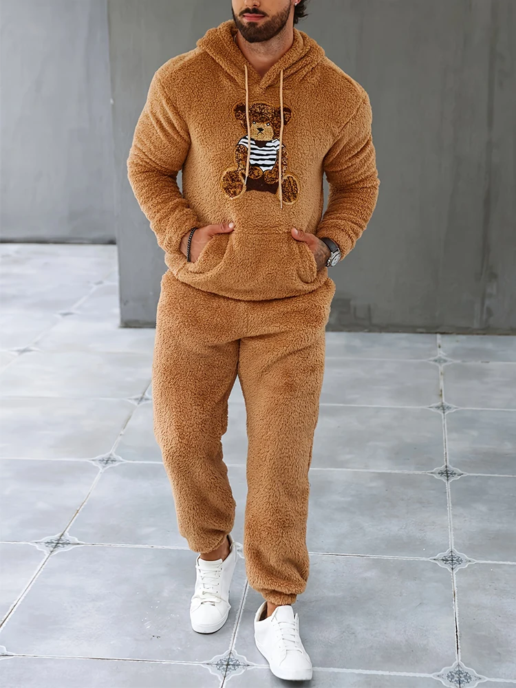 Винтажные мужские уютные меховые флисовые спортивные костюмы, осенне-зимняя уличная одежда, мужские модные костюмы из двух предметов с вышивкой медведя, повседневные меховые наряды
Винтажные мужские уютные меховые флисовые спортивные костюмы, осенне-зимняя уличная одежда, мужские модные костюмы из двух предметов с вышивкой медведя, повседневные меховые наряды