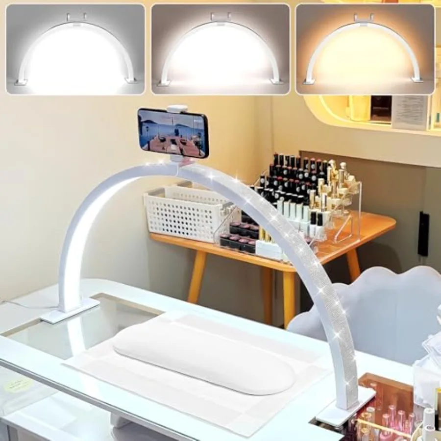 Large 29-inch Half Moon Light for Nail Desk, 48W Lamp for Nail Desk with Hand Pillow and Phone Holder, Nail Desk lamp for lash
Large 29-inch Half Moon Light for Nail Desk, 48W Lamp for Nail Desk with Hand Pillow and Phone Holder, Nail Desk lamp for lash
