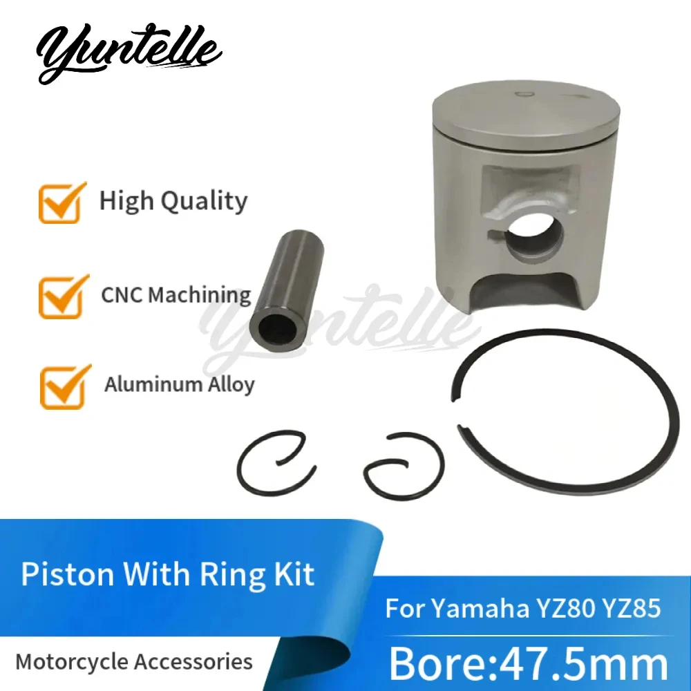 47.5mm Bore Engine Piston With Ring Kit Assembly For YAMAHA YZ80 YZ85 1997-2018 2017 Motorcycle Accessories Dirt Bike Pin 14mm
47.5mm Bore Engine Piston With Ring Kit Assembly For YAMAHA YZ80 YZ85 1997-2018 2017 Motorcycle Accessories Dirt Bike Pin 14mm