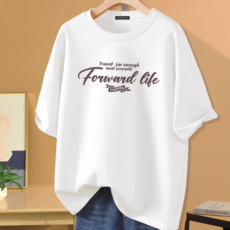 Summer Vintage 100% Cotton Basic T-shirt, Letter Printed O-neck Short Sleeve Top Tee, Women Clothing Casual Loose Pullovers
Summer Vintage 100% Cotton Basic T-shirt, Letter Printed O-neck Short Sleeve Top Tee, Women Clothing Casual Loose Pullovers