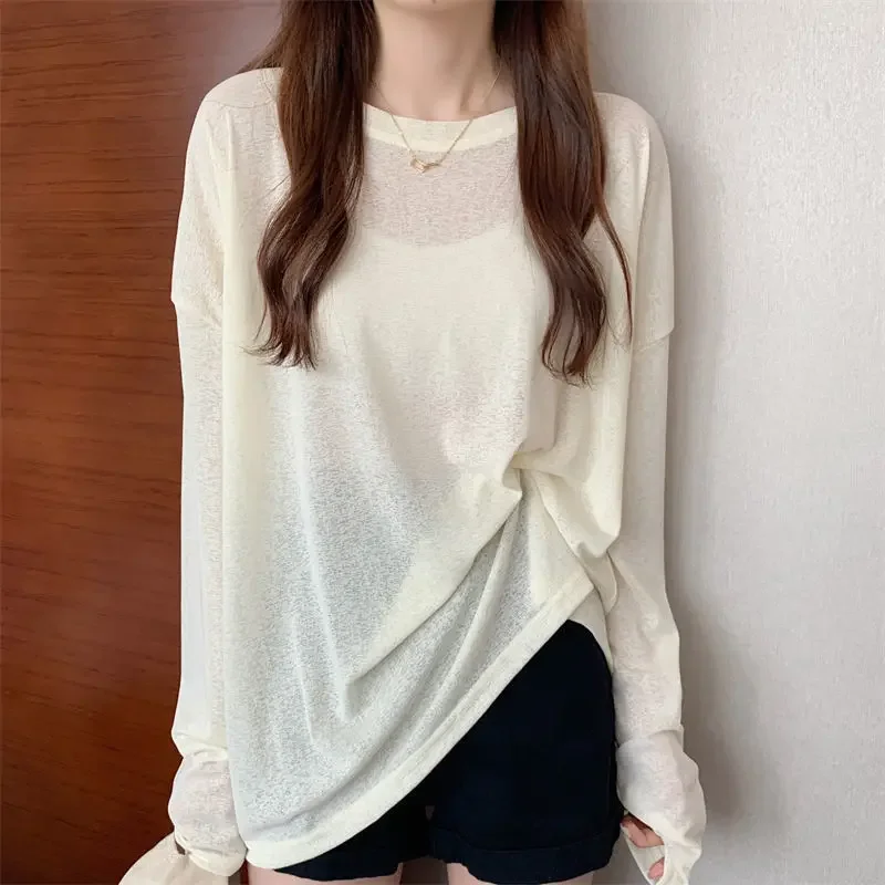 Street Casual Net Yarn Thin T Shirts Long Sleeve Loose All-match Simplicity Trend Tops Harajuku Women Clothes Summer New S905
Street Casual Net Yarn Thin T Shirts Long Sleeve Loose All-match Simplicity Trend Tops Harajuku Women Clothes Summer New S905