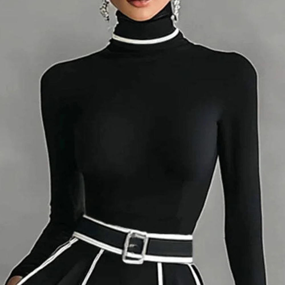 Elegant Women Two Piece Set Turtleneck Black Pockets Long Sleeve Colorblock Wide Leg Pant Matching Set for Autumn 2025
Elegant Women Two Piece Set Turtleneck Black Pockets Long Sleeve Colorblock Wide Leg Pant Matching Set for Autumn 2025