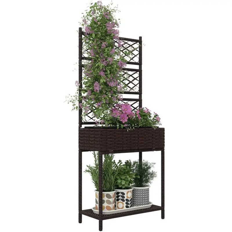 Outsunny Outdoor Wicker Planter with Trellis for Climbing Plants, Freestanding Rattan Garden Box with Storage Shelf, Brown
Outsunny Outdoor Wicker Planter with Trellis for Climbing Plants, Freestanding Rattan Garden Box with Storage Shelf, Brown