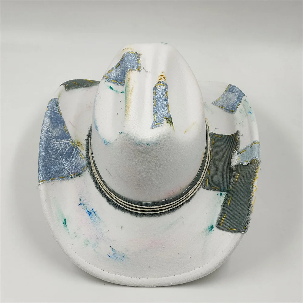 2025 Denim patchwork fedora cowboy hat men and women fedora church jazz hat panama fashion party hat hip hop style
2025 Denim patchwork fedora cowboy hat men and women fedora church jazz hat panama fashion party hat hip hop style