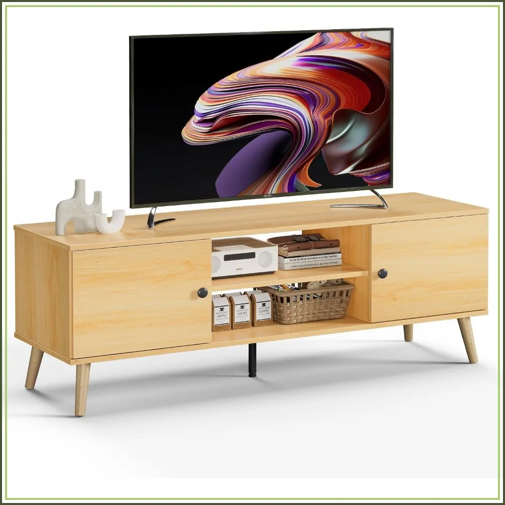TV Stand for 55 60 inch TV, Modern Mid Century Entertainment Center with Storage, Wooden Media Console Table with 2 Cabinets, for Living Room, Bedroom
TV Stand for 55 60 inch TV, Modern Mid Century Entertainment Center with Storage, Wooden Media Console Table with 2 Cabinets, for Living Room, Bedroom