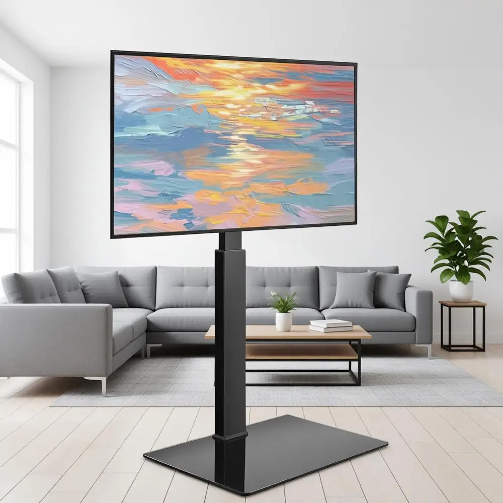 Adjustable TV Stand with Mount Swivel for 27-65 inch LED TVs, Tempered Glass Base, Suitable for Bedroom and Living Room, Max VES
Adjustable TV Stand with Mount Swivel for 27-65 inch LED TVs, Tempered Glass Base, Suitable for Bedroom and Living Room, Max VES