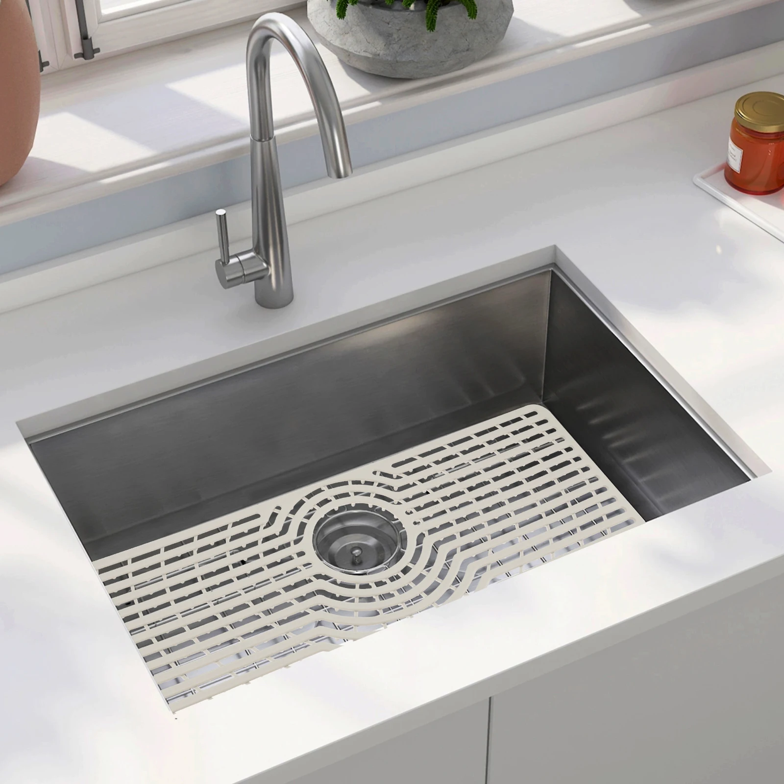 Silicone Sink Pad with Drain Hole Silicone Feet Anti Slip Heat Resistant Drainage Mat Dishwasher Suitable for Bottom
Silicone Sink Pad with Drain Hole Silicone Feet Anti Slip Heat Resistant Drainage Mat Dishwasher Suitable for Bottom