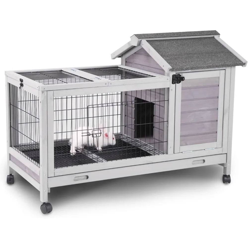 Wooden Rabbit Hutch with Removable Wire Floor Grid, Bunny Cage with Deeper Leakproof Tray 4 Wheels Include
Wooden Rabbit Hutch with Removable Wire Floor Grid, Bunny Cage with Deeper Leakproof Tray 4 Wheels Include